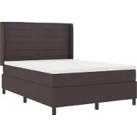 vidaXL LED Box Spring Bed met matras Donkerbruin 140 x 190 cm Stof