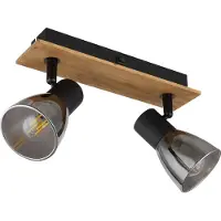 Globo Plafondlamp Claude 2-lichts zwart met hout