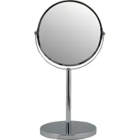 Spirella MSV Make-up spiegel - 2-zijdig/3x vergrotend - op stevige voet - chrome zilver - Dia 17 cm - Make-up spiegeltjes