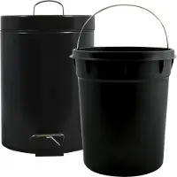 MSV Emmer voor badkamer/toilet - zwart - 5 liter - 20 x 28 cm