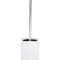 Spirella MSV Toiletborstel in MDF houtA houder/rvs wc-borstel - wit - 37 cm - Toiletborstels