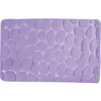 MSV Badkamerkleedje/badmat tapijt - kiezel motief - vloermat - lila paars - 50 x 80 cm - laagpolig - Badmatjes