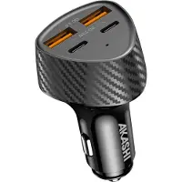 Akashi , autolader 50W, snelladen, 2x USB-C, 2x USB PD, zwart