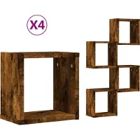 vidaXL Wandplanken 4 st Rook Eiken 26 x 15 x 26 cm Bewerkt hout