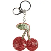 Clayre & Eef Sleutelhanger Kersen 7x2x13 cm Rood Synthetisch