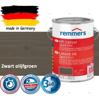 Remmers HK Lazuur 3-in-1 [plus] Zwart olijfgroen - Premium Houtbeits voor Buiten | Transparant, Sneldrogend, Oplosmiddelarm | 2,5Liter