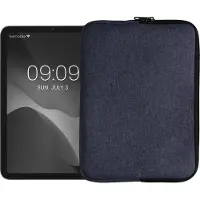Kwmobile universele tablet hoes geschikt voor 9,7"-11" Tablet hoesje - Stoffen cover voor tablets 25,6 x 18,1 cm - Tablet sleeve met rits - In donkerblauw