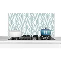 KitchenYeah Spatscherm - Keuken - Patronen - Groen - Abstract - Spatwand - Driehoek - 100x50 cm - Achterwand keuken