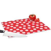 KitchenYeah Glazen Snijplank - 39x28 - Stippen - Polka dot - Patronen - Rood - Wit - Snijplanken Glas