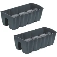 Prosperplast Plantenbak - Set van 2 stuks balkonpot - kunststof - 58 cm - 18L - Antraciet en Grijs kleur - voor buiten