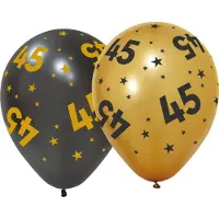 We Fiesta 18 ballonnen 12" 3 met goud / 3 zwart 45 jaar Golden Celebrations - Versiering Slinger Feestdecoratie Decoratie Verjaardag Jubileum Ballon Feest