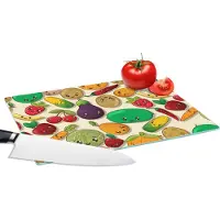 KitchenYeah Glazen Snijplank - 28x20 - Kawaii - Patronen - Groente - Fruit - Snijplanken Glas