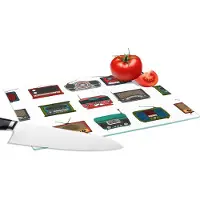KitchenYeah Glazen Snijplank - 28x20 - Retro - Radio - Design - Snijplanken Glas