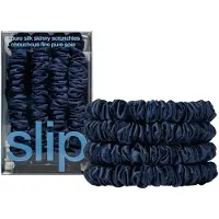 Slip Pure Silk Skinny Scrunchies Navy Haarelastiek 4 st