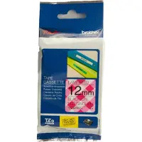 Brother TZe-MPRG31 Tape Zwart op wit (rood ruitmotief)