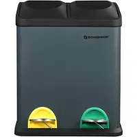 Songmics Vuilnisbak voor in de keuken, Rookgrijs + zwart