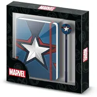 KARACTERMANIA - Marvel - Captain America - Dagboek - Notitieboek - Planner - Schetsboek + Balpen - Blauw