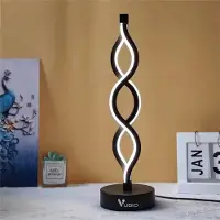 VUBIO Dimbare touch control tafellamp spiraalvormig moderne bedlampje met 3 kleuren ledlampen kleine zwarte decoratieve lamp voor thuis woonkamer
