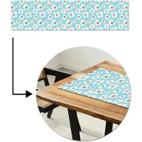MuchoWow Tafelloper 200x50 cm - Tafelmat vinyl Waterverf - Bloemen - Patroon - Tafeldecoratie - Tafelversiering - Keuken decoratie - Tafel versiering