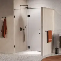 Brauer Void profielloze nisdeur 140cm met draaideur 70cm aan glas gunmetal geborsteld PVD