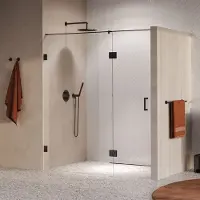 Brauer Void profielloze nisdeur 180cm met draaideur 70cm aan glas gunmetal geborsteld PVD