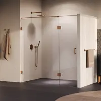 Brauer Void profielloze nisdeur 190cm met draaideur 70cm aan glas koper geborsteld PVD