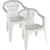 Gerimport Stoel voor buiten/binnen - 2x - tuinstoelen - wit - 50 x 54 x 76 cm - stevig kunststof - Bijzet stoelen
