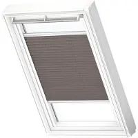 Velux Manueel Lichtdoorlatend Plisségordijn White Line Fhl S06 1276swl Stoffig Bruin