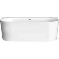 Xenz Zara 180x80x60 half-vrijst. bad glans wit incl. sleuf overloop. Afvoer glans wit