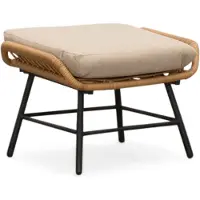 BUITEN living Dex voetenbank | wicker + aluminium | bamboe taupe 1 persoon