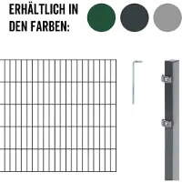 Alberts 641283 dubbelstaafmat hekwerk als 12-delige complete hekwerkset, antraciet, hoogte 143 cm, lengte 10 m