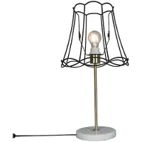 QAZQA Retro tafellamp messing met Granny frame zwart 30 cm - Kaso