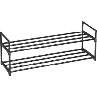 Songmics Metalen rek voor schoenen 2 planken, Zwart / 2 niveaus (30 x 92 x 34 cm)