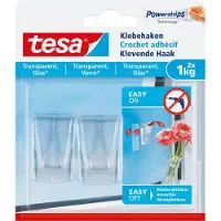 TESA Powerstrips Zelfklevende haken Niet-permanent 14 cm Transparant 2 Stuks