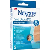 3M Nexcare Aqua Clear Maxi Waterproof Pleisters | Douchepleisters | Waterbestendig | Houdt tot 12 u | Latexvrij | 60Mm x 88mm 5 St Pleister