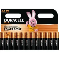 Duracell Set van 12 batterijen Plus PowerBoost MN1500 AA (1,5 V, LR6) in Zwart en Oranje