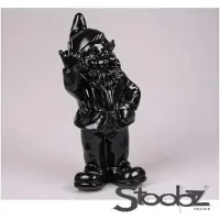 Merkloos Stoobz kabouter f*ck you zwart 20cm zwart Kunststof Tuinbeeld