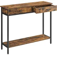 Vasagle Consoletafel met 2 lades en stalen frame, vintage bruin zwart