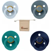 BIBS fopspenen maat 2 6-18 maanden| Set 4 stuks| Baby Blue, Deep space, petrol, Scuba + Monkiezz speenzakje