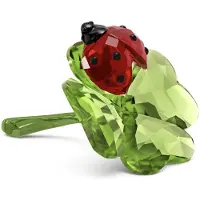 Swarovski beeldje Lieveheersbeestje en klavertje vier 5666852 | decoratief kristallen beeldje, Idyllia stijl, meerkleurig