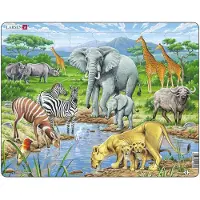 Selecta Play Afrikaanse savanne – Puzzel – Dieren – Afrika – Educatieve legpuzzel voor kinderen – 65 stukjes – Gemaakt in Noorwegen – Extra dikke 2,5 mm stukjes – Tray met vaste rand