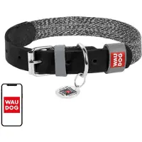 Waudog Hondenhalsband Gemaakt Van Echt Leder En Gerecycled Materiaal Met Qr-Code