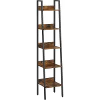 Vasagle Boekenkast 5 niveaus smal open, Vintagebruin + zwart