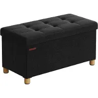 Songmics Voetenbank met opbergruimte en deksel, Zwart / 38 x 76 x 40 cm