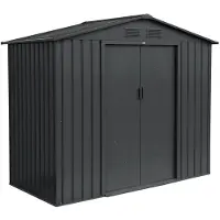 Sweeek Metalen tuinhuisje - Houtland, 2,71 m² antraciet - Gereedschapshok met dubbele schuifdeuren, inclusief vloerbevestigingsset, B 213 x D 131 x H 185cm