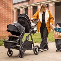 Zesso Luiz XL Duo Kinderwagen Zwart – Innovatieve Oplossing met Extra Ruime, Convertibele Zitjes van Geboorte tot 22 kg