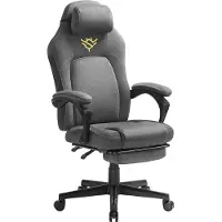 Songmics Ergonomische gamestoel met voetensteun en verstelbare zithoogte, Duifgrijs / Katoenmix