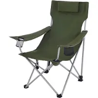 Songmics Campingstoel met armleuningen, hoofdsteun en bekerhouders, Groente / 1