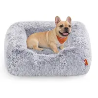 Feandrea Hondenbed, Hondenkussen, 71 x 55 x 18 cm, Hondenmand, Zachte vulling, Hondensofa, Opstaande randen, Afneembare en machinewasbare hoes, Antislip, Ombre Grijs PGW271G01
