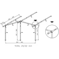 Umefa Texel - Voortentframe - L 25/22 mm - 6 pennen - Staal - Universele Pasvorm - Uitbreidbaar Ontwerp